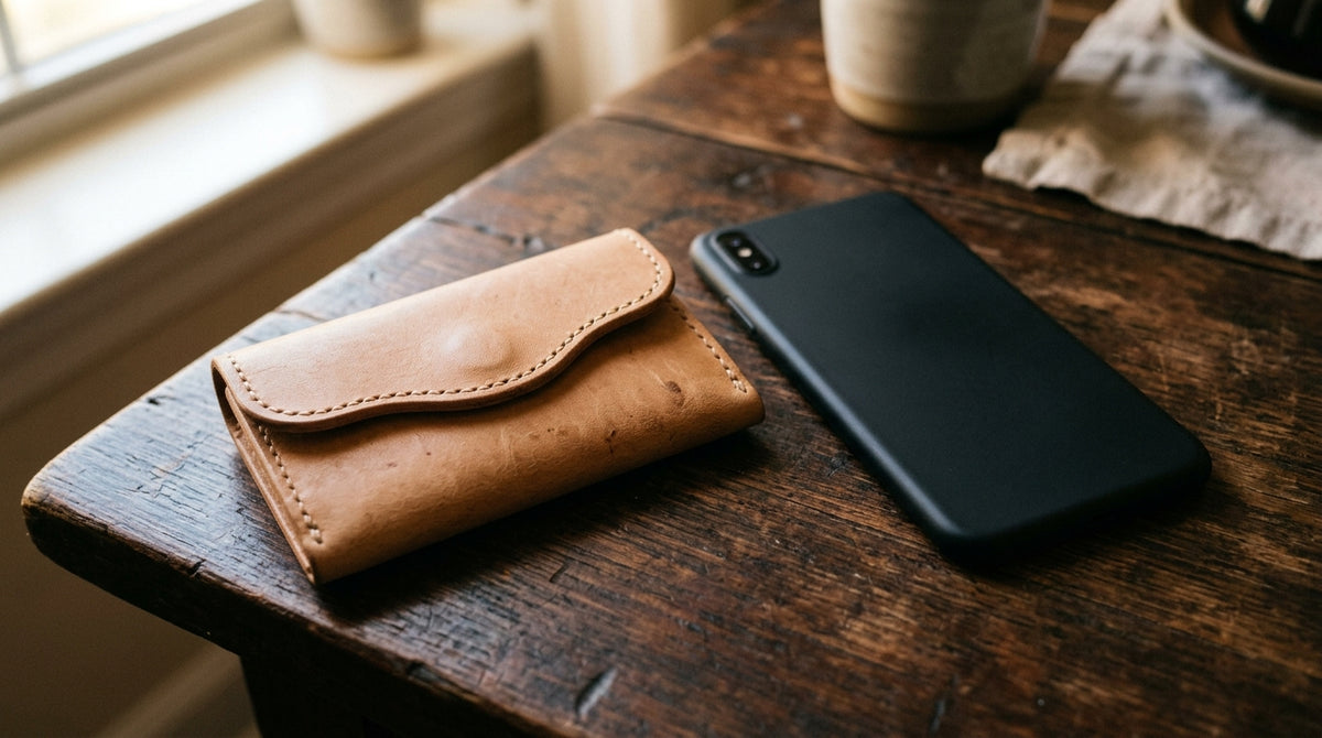 スマホの背中に貼る革のカードホルダー——MagSafe時代に、磁石をどう仕込むか